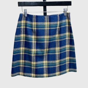 Maurices Y2K Vintage Blue Plaid Wool Mini Skirt Size 4 NWT